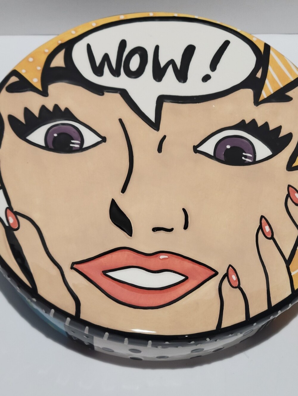 Joanne DeLomba For Lotus Ceramic Pop Art Large 11.5 " Storage Container Decor